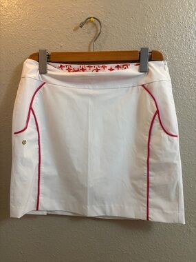 EP Pro White Mini Skort with Pink Piping